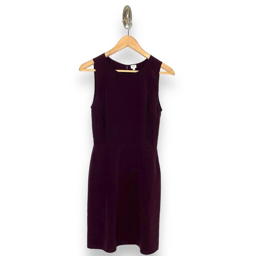 Wilfred 100% Silk Eggplant Purple Sleeveless Open Back A-Line Dress 0